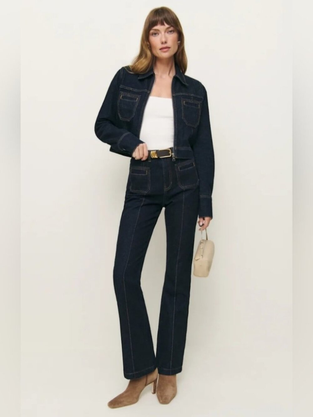 Reformation Dark Denim Zip Jacket